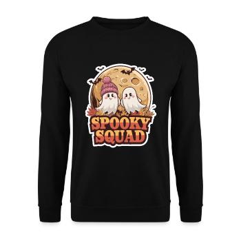 Halloween Spooky Squad Geist mit Mütze - Unisex Pullover - Schwarz - Vorne - Alina (178cm) & Michal (187cm)