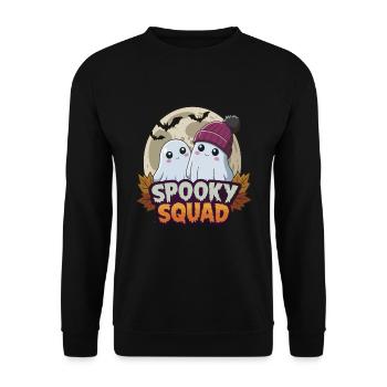 Halloween Spooky Squad Geist mit Mütze - Unisex Pullover - Schwarz - Vorne - Alina (178cm) & Michal (187cm)