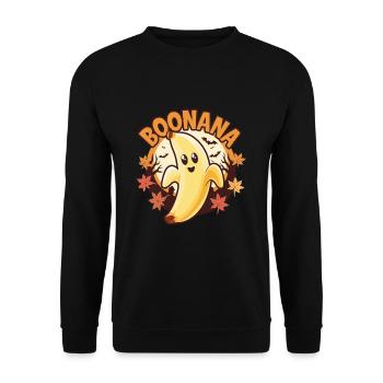 Halloween Boonana Halloween Geist - Unisex Pullover - Schwarz - Vorne - Alina (178cm) & Michal (187cm)