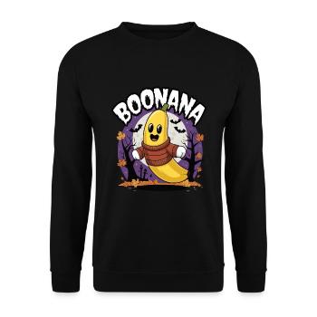 Halloween Boonana Halloween Geist - Unisex Pullover - Schwarz - Vorne - Alina (178cm) & Michal (187cm)