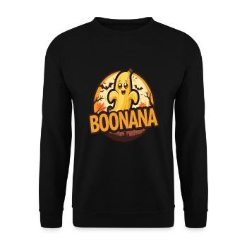 Halloween Boonana Halloween Geist - Unisex Pullover - Schwarz - Vorne - Alina (178cm) & Michal (187cm)