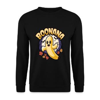 Halloween Boonana Halloween Geist - Unisex Pullover - Schwarz - Vorne - Alina (178cm) & Michal (187cm)
