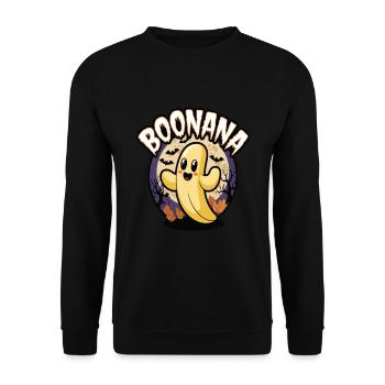 Halloween Boonana Halloween Geist - Unisex Pullover - Schwarz - Vorne - Alina (178cm) & Michal (187cm)