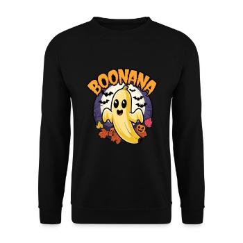 Halloween Boonana Halloween Geist - Unisex Pullover - Schwarz - Vorne - Alina (178cm) & Michal (187cm)