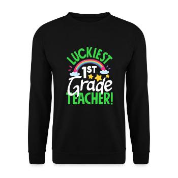 Lustiges Lehrer Lehrerinnen Geschenk - Unisex Pullover - Schwarz - Vorne - Alina (178cm) & Michal (187cm)