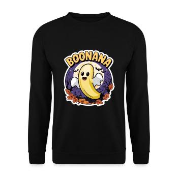 Halloween Boonana Halloween Geist - Unisex Pullover - Schwarz - Vorne - Alina (178cm) & Michal (187cm)
