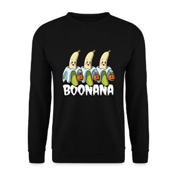 Halloween Boonana Halloween Geist - Unisex Pullover - Schwarz - Vorne - Alina (178cm) & Michal (187cm)