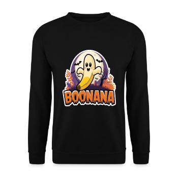 Halloween Boonana Halloween Geist - Unisex Pullover - Schwarz - Vorne - Alina (178cm) & Michal (187cm)
