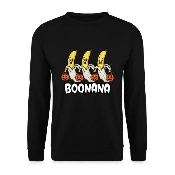 Halloween Boonana Halloween Geist - Unisex Pullover - Schwarz - Vorne - Alina (178cm) & Michal (187cm)