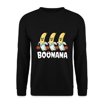 Halloween Boonana Halloween Geist - Unisex Pullover - Schwarz - Vorne - Alina (178cm) & Michal (187cm)