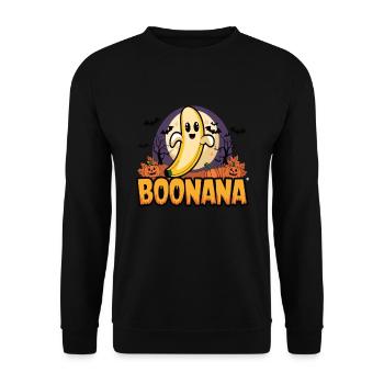 Halloween Boonana Halloween Geist - Unisex Pullover - Schwarz - Vorne - Alina (178cm) & Michal (187cm)