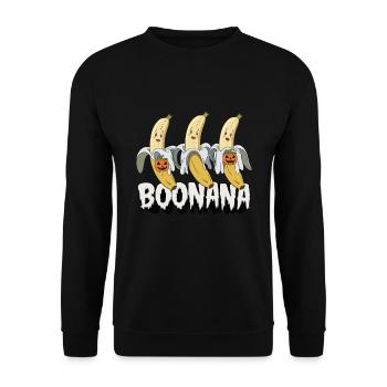 Halloween Boonana Halloween Geist - Unisex Pullover - Schwarz - Vorne - Alina (178cm) & Michal (187cm)