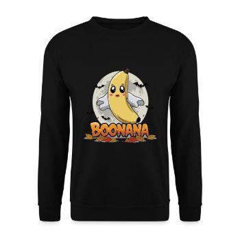 Halloween Boonana Halloween Geist - Unisex Pullover - Schwarz - Vorne - Alina (178cm) & Michal (187cm)