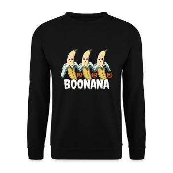 Halloween Boonana Halloween Geist - Unisex Pullover - Schwarz - Vorne - Alina (178cm) & Michal (187cm)