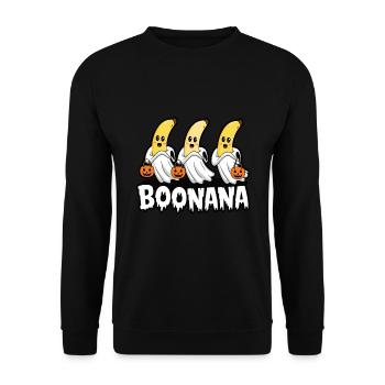 Halloween Boonana Halloween Geist - Unisex Pullover - Schwarz - Vorne - Alina (178cm) & Michal (187cm)