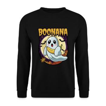 Halloween Boonana Halloween Geist - Unisex Pullover - Schwarz - Vorne - Alina (178cm) & Michal (187cm)