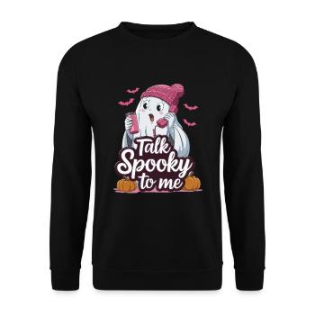 Halloween Ghost Funny Talk Spooky To Me - Unisex Pullover - Schwarz - Vorne - Alina (178cm) & Michal (187cm)