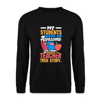 Funny Teacher Teacher Gift - Unisex Sweatshirt - black - Front - Alina (178cm) & Michal (187cm)