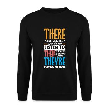 Lustiges Lehrer Lehrerinnen Geschenk - Unisex Pullover - Schwarz - Vorne - Alina (178cm) & Michal (187cm)