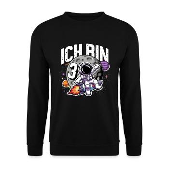 3rd Birthday Boys 3 Years Astronaut Birthday - Unisex Sweatshirt - black - Front - Alina (178cm) & Michal (187cm)