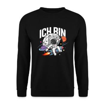 4ème anniversaire garçons 4 ans astronaute anniversaire - Sweat-shirt Unisexe - noir - Devant - Alina (178cm) & Michal (187cm)