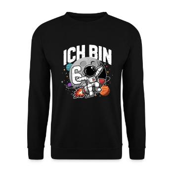 6. Geburtstag Jungen 6 Jahre Astronaut Geburtstag - Unisex Pullover - Schwarz - Vorne - Alina (178cm) & Michal (187cm)