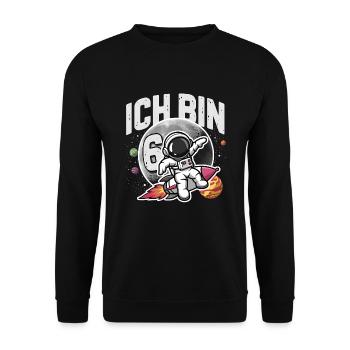 6th Birthday Boys 6 Years Astronaut Birthday - Unisex Sweatshirt - black - Front - Alina (178cm) & Michal (187cm)
