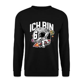 6th Birthday Boys 6 Years Astronaut Birthday - Unisex Sweatshirt - black - Front - Alina (178cm) & Michal (187cm)