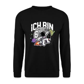 6. Geburtstag Jungen 6 Jahre Astronaut Geburtstag - Unisex Pullover - Schwarz - Vorne - Alina (178cm) & Michal (187cm)