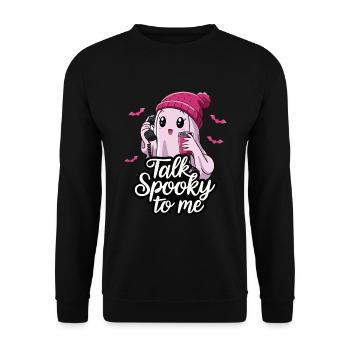 lHalloween Ghost Funny Talk Spooky To Me - Unisex Pullover - Schwarz - Vorne - Alina (178cm) & Michal (187cm)