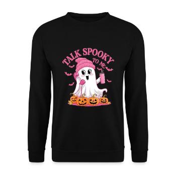 Halloween Ghost Funny Talk Spooky To Me - Unisex Sweatshirt - black - Front - Alina (178cm) & Michal (187cm)