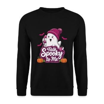 Halloween Ghost Funny Talk Spooky To Me - Unisex Pullover - Schwarz - Vorne - Alina (178cm) & Michal (187cm)