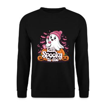 Halloween Ghost Funny Talk Spooky To Me - Unisex Pullover - Schwarz - Vorne - Alina (178cm) & Michal (187cm)