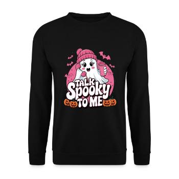 Halloween Ghost Funny Talk Spooky To Me - Unisex Pullover - Schwarz - Vorne - Alina (178cm) & Michal (187cm)