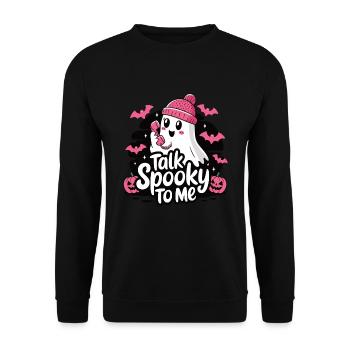 Halloween Ghost Funny Talk Spooky To Me - Unisex Pullover - Schwarz - Vorne - Alina (178cm) & Michal (187cm)