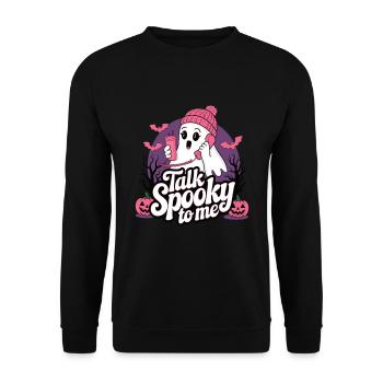 Halloween Ghost Funny Talk Spooky To Me - Unisex Pullover - Schwarz - Vorne - Alina (178cm) & Michal (187cm)