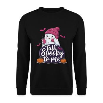 Halloween Ghost Funny Talk Spooky To Me - Unisex Pullover - Schwarz - Vorne - Alina (178cm) & Michal (187cm)