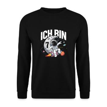 7e anniversaire garçons 7 ans anniversaire astronaute - Sweat-shirt Unisexe - noir - Devant - Alina (178cm) & Michal (187cm)