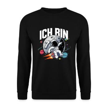 7e anniversaire garçons 7 ans anniversaire astronaute - Sweat-shirt Unisexe - noir - Devant - Alina (178cm) & Michal (187cm)