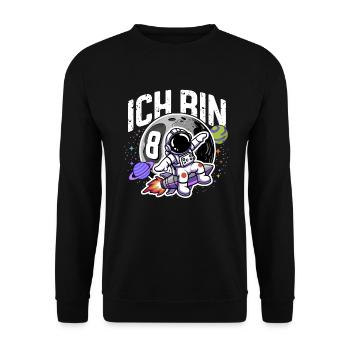 8e anniversaire garçons 8 ans anniversaire astronaute - Sweat-shirt Unisexe - noir - Devant - Alina (178cm) & Michal (187cm)