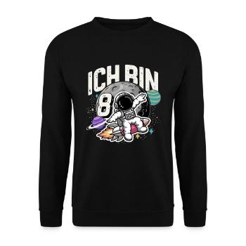 8ème anniversaire Garçons 8 ans Astronaute Anniversaire - Sweat-shirt Unisexe - noir - Devant - Alina (178cm) & Michal (187cm)