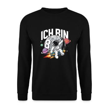 8ème anniversaire Garçons 8 ans Astronaute Anniversaire - Sweat-shirt Unisexe - noir - Devant - Alina (178cm) & Michal (187cm)