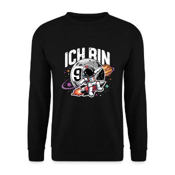 9e anniversaire garçons 9 ans astronaute anniversaire - Sweat-shirt Unisexe - noir - Devant - Alina (178cm) & Michal (187cm)