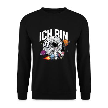 11th Birthday Boys Astronaut Birthday - Unisex Sweatshirt - black - Front - Alina (178cm) & Michal (187cm)