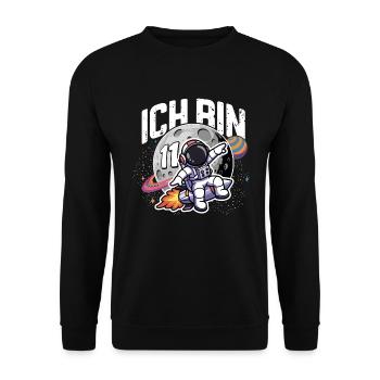 11th Birthday Boys Astronaut Birthday - Unisex Sweatshirt - black - Front - Alina (178cm) & Michal (187cm)