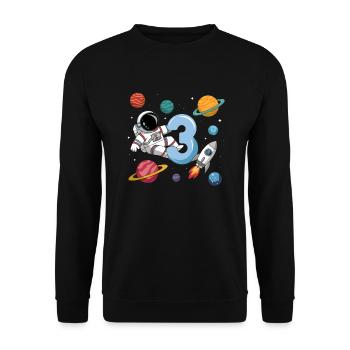 3ème anniversaire garçons 3 ans astronaute anniversaire - Sweat-shirt Unisexe - noir - Devant - Alina (178cm) & Michal (187cm)