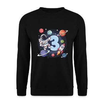 3ème anniversaire garçons 3 ans astronaute anniversaire - Sweat-shirt Unisexe - noir - Devant - Alina (178cm) & Michal (187cm)