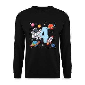 4ème anniversaire garçons 4 ans astronaute anniversaire - Sweat-shirt Unisexe - noir - Devant - Alina (178cm) & Michal (187cm)