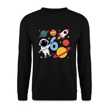 6th Birthday Boys 6 Years Astronaut Birthday - Unisex Sweatshirt - black - Front - Alina (178cm) & Michal (187cm)