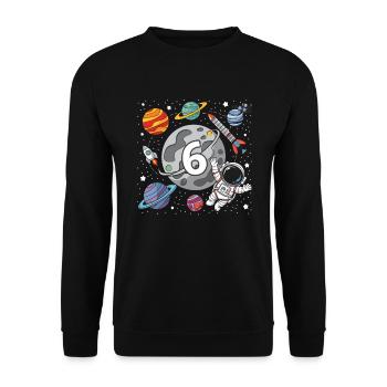 6. Geburtstag Jungen 6 Jahre Astronaut Geburtstag - Unisex Pullover - Schwarz - Vorne - Alina (178cm) & Michal (187cm)